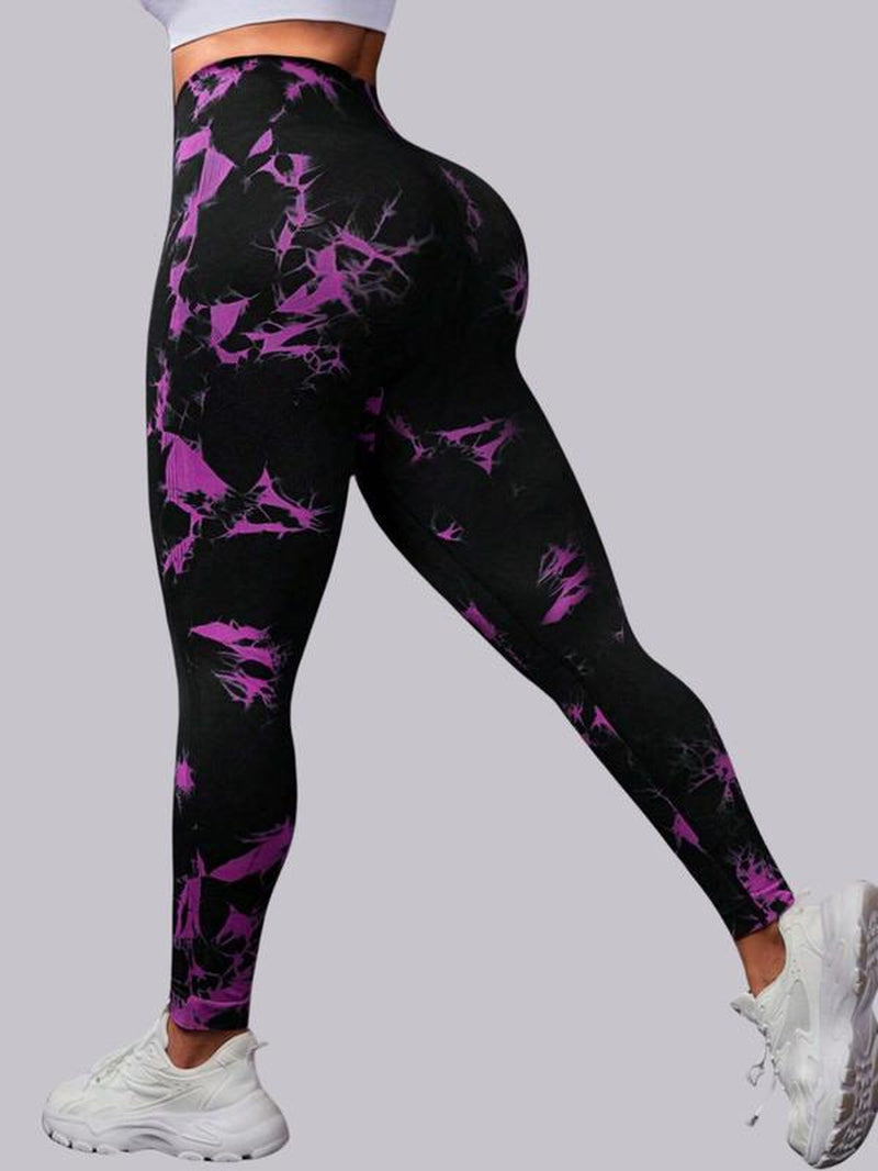 6-Pack Tie-Dye High-Waisted Leggings for Women – Squat-Proof, Rear-Lifting Tummy Control Yoga & Workout Pants