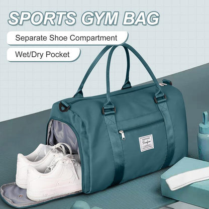 Kibachev Gym Bag for Women & Men with Shoe Compartment, Wet & Dry Sections, Travel & Fitness Workout Bag, Durable Sports Carryall