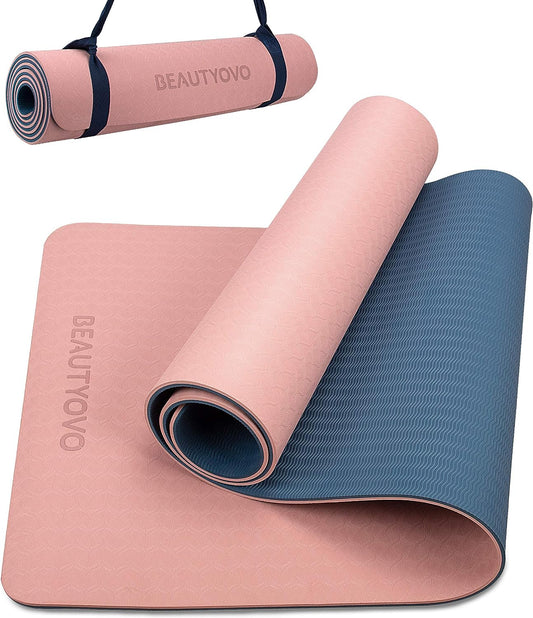 Yoga Mat with Strap (1/3 Inch Extra Thick, Non-Slip, TPE Material)