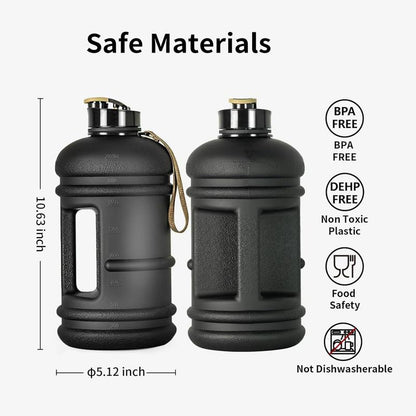 Half Gallon Water Bottle with Time Marker – BPA-Free Large Sports Jug for Gym & Fitness, Leak-Proof Reusable Drink Bottle with Handle, Big Water Container for Daily Hydration