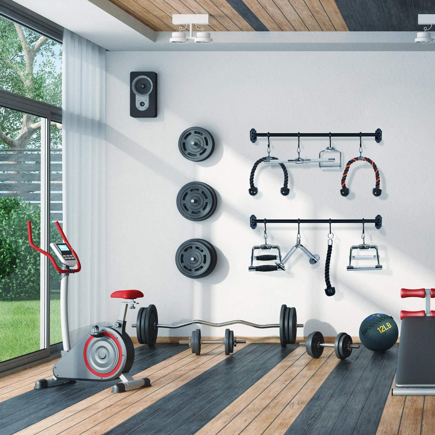 Tricep Press Down & LAT Pulldown Cable Machine Attachment Set – Cable Accessories for Home Gym Workouts