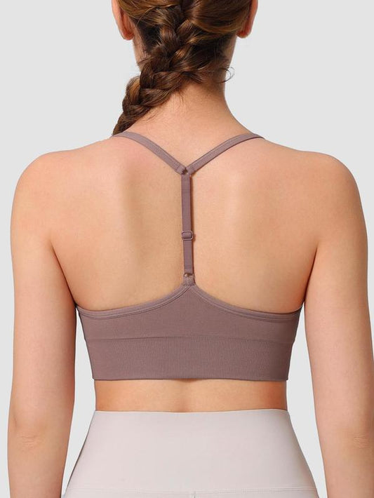 Women's Solid Color Sports Bra with Adjustable Y-Back Straps