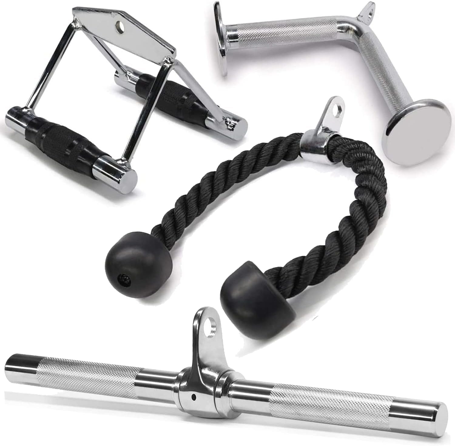 Tricep Press Down & LAT Pulldown Cable Machine Attachment Set – Cable Accessories for Home Gym Workouts