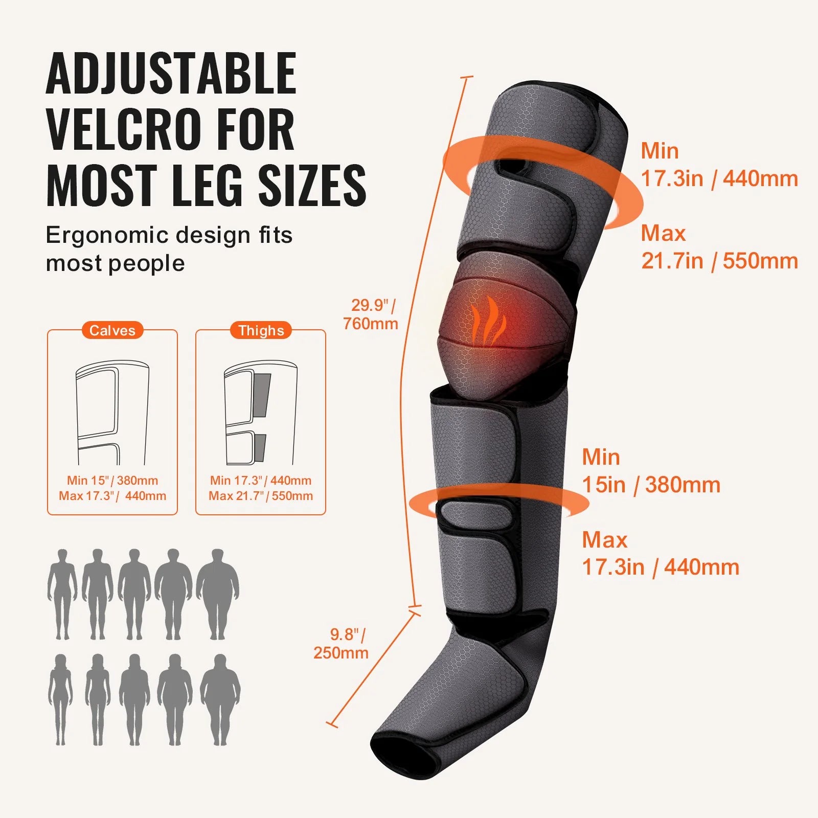 VEVOR Full Leg Air Compression Massager with Heat – Foot to Thigh Relief, 3 Modes & Intensities